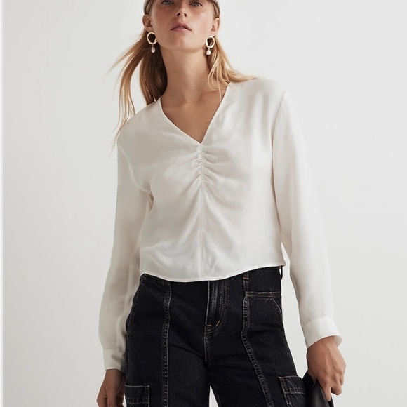 Madewell Brushed Ruched-Front Top lighthouse - Picture 2 of 6